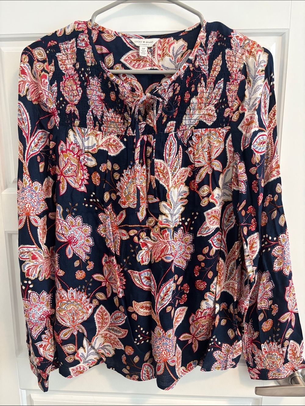 Lucky Brand Navy Floral Paisley Peasant Tunic